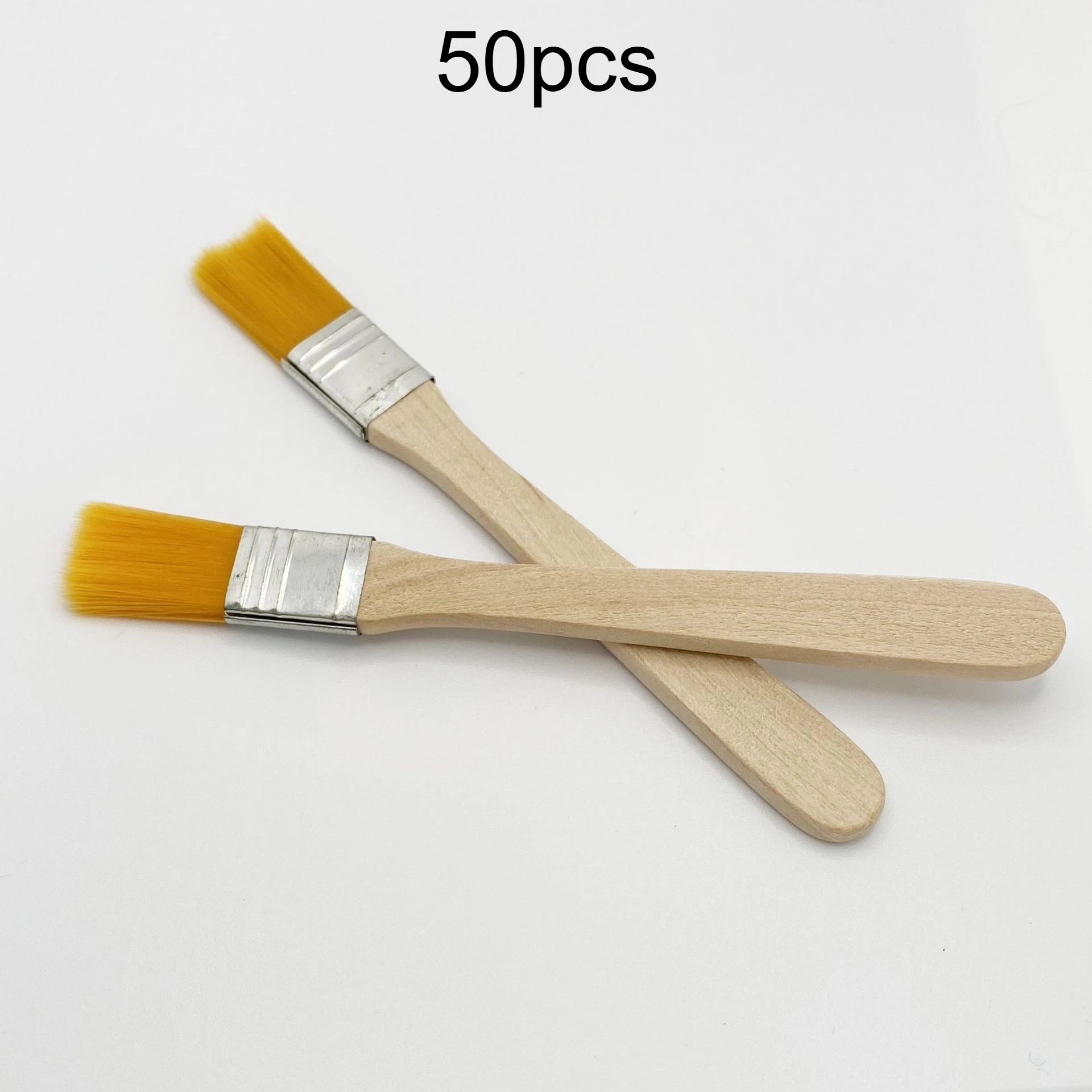 50pcs Nylon Paint Brushes with Wooden Handles, 5-Inch, Yellow Bristles, Ideal for Wall, Door, Cabinet, Furniture, Fence Painting
