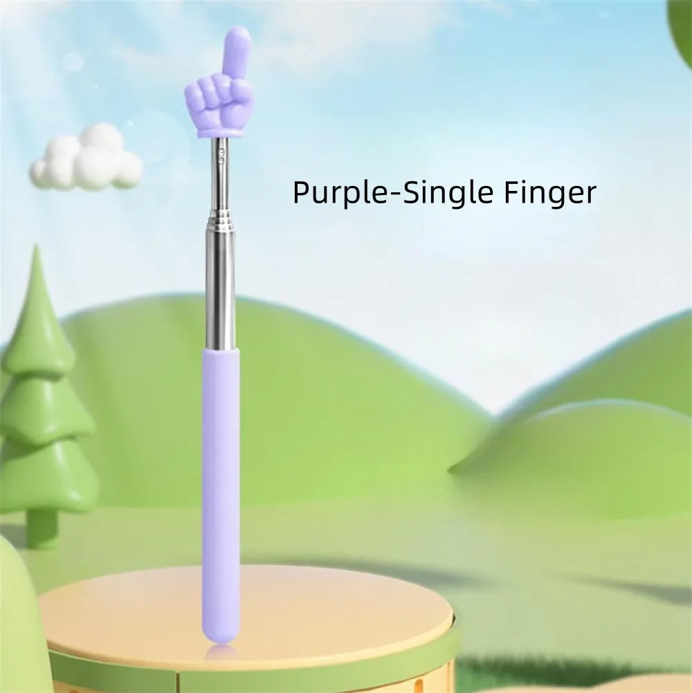 1Pcs Stainless Steel Telescopic Rod Toys Finger Design Teaching Stick Classroom Whiteboard Pointer Teachers Handheld Presenter
