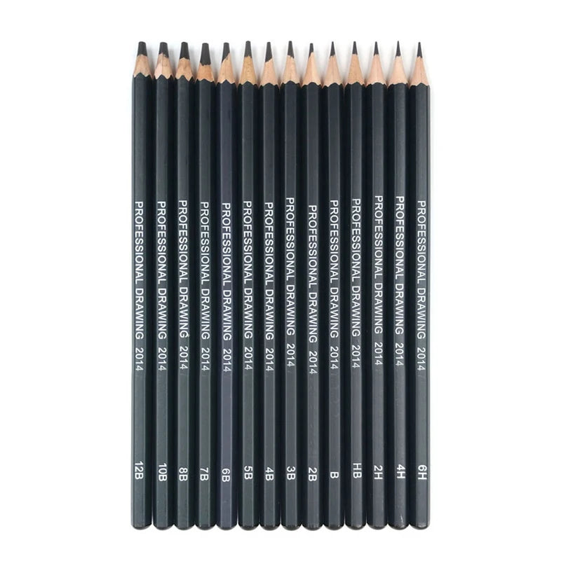 12/14PCS Set Professional Sketch Drawing Pencil Set HB 2B 6H 4H 2H 3B 4B 5B 6B 10B 12B B Painting Write Pencil Stationery Supply