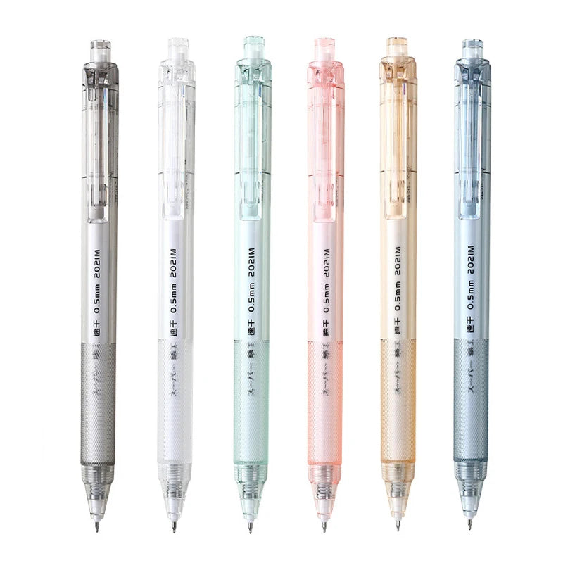 6PCS/Set Candy Color Gel Pen Transparent Gel Ink Pen 0.5MM Black Refill Writing Pen ST Pen Point Neutral Pen Quick Dry Pen New