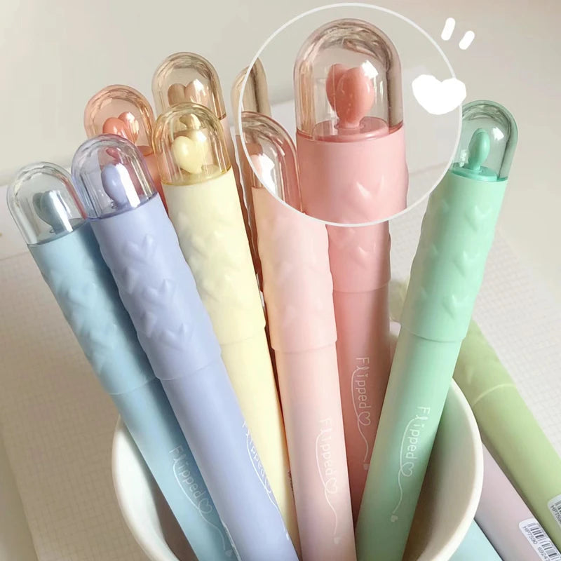 4PCS/Set Heart Highlighter Pen For Student Cute Fluorescent Pen Oblique Head Marker Pen Multicolor Graffiti Draw Pen Art Supply
