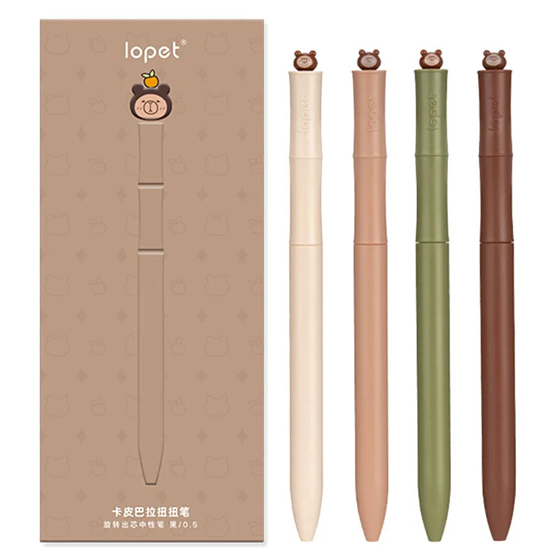 4PCS/Set Cute Panda Gel Ink Pen Bamboo Joints Series Gel Pen Rotate Neutral Pen 0.5MM Black Writing Pen Quick Dry Pen Supplies