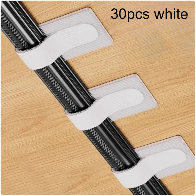 30pcs Self-Adhesive Cable Clips - No Tools Needed, Heavy-Duty Cord Organizer with Strong Adhesive Backing, Space-Saving