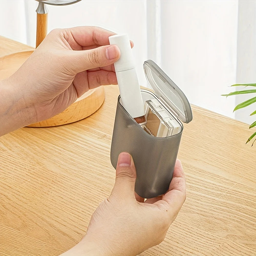 Portable Organizer Box with Lid - Transparent Front Window, Stackable Storage Case for Chargers, Headphones, Coins, Desk, Travel