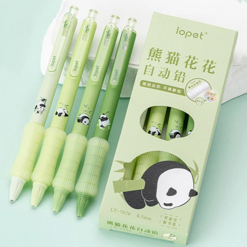 4PCS/Set Panda Automatic Pencil For Students Cute 0.5MM Pencil Soft Touch Writing Pencil Stationery School Office Supplies New