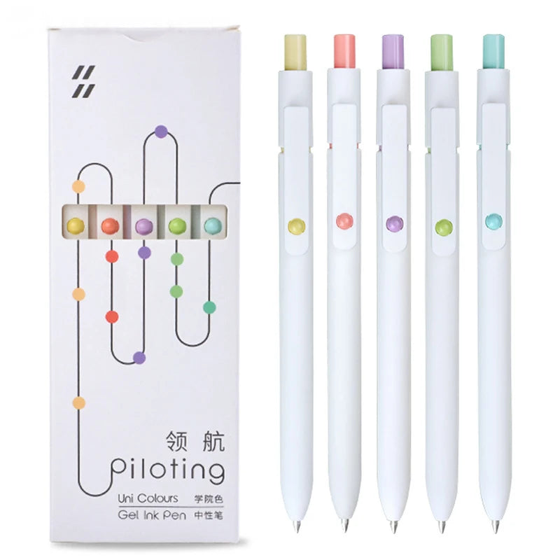 5PCS/Set Simple Style Gel Pen 0.5MM Black Refill Gel Ink Pen Quick Drying Writing Pen For Student High Quality Signature Pen New