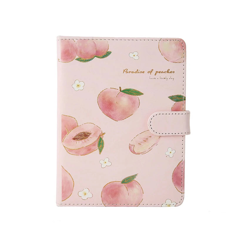 Kawaii Pink Peach Diary Cute Planner Book For Students PU Cover Magnetic Agenda Colored Inner Page Journals Stationery Notebooks